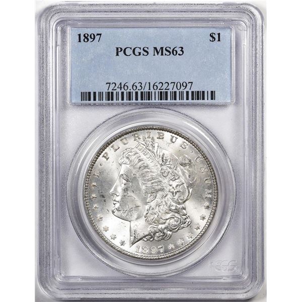 1897 $1 Morgan Silver Dollar Coin PCGS MS63