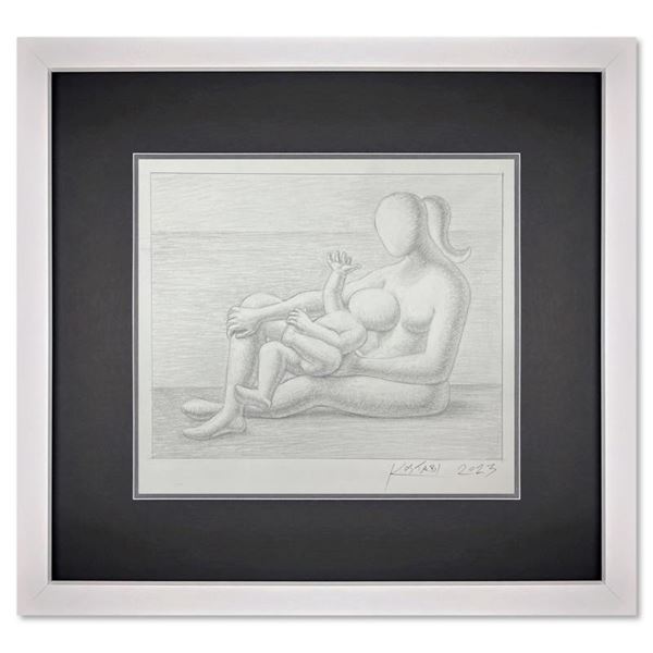 Paul Kostabi "Nurturing Presense" Original Pencil on Paper