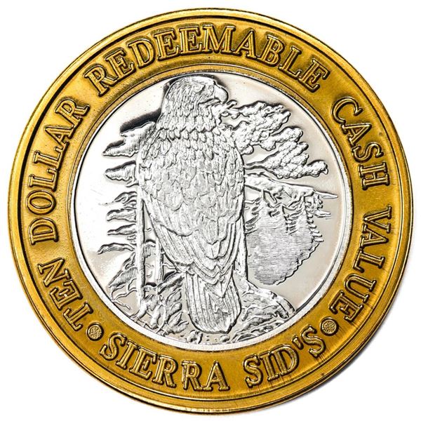 .999 Silver Sierra Sids Sparks, Nevada $10 Casino Limited Edition Gaming Token