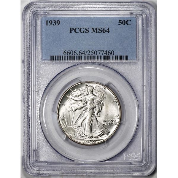 1939 Walking Liberty Half Dollar Coin PCGS MS64