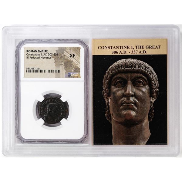 Roman Empire 307-337 AD Constantine I Bi Reduced Nummus Ancient Coin NGC XF Story Box