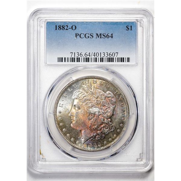 1882-O $1 Morgan Silver Dollar Coin PCGS MS64 Amazing Toning