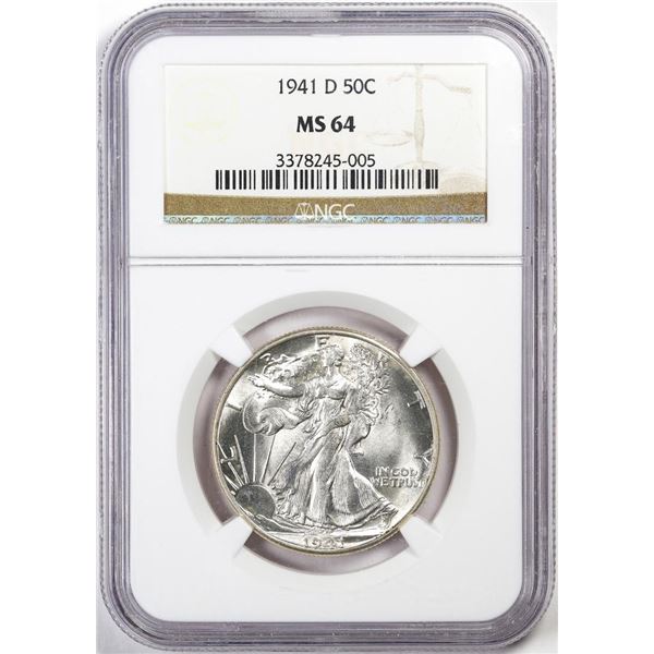 1941-D Walking Liberty Half Dollar Coin NGC MS64