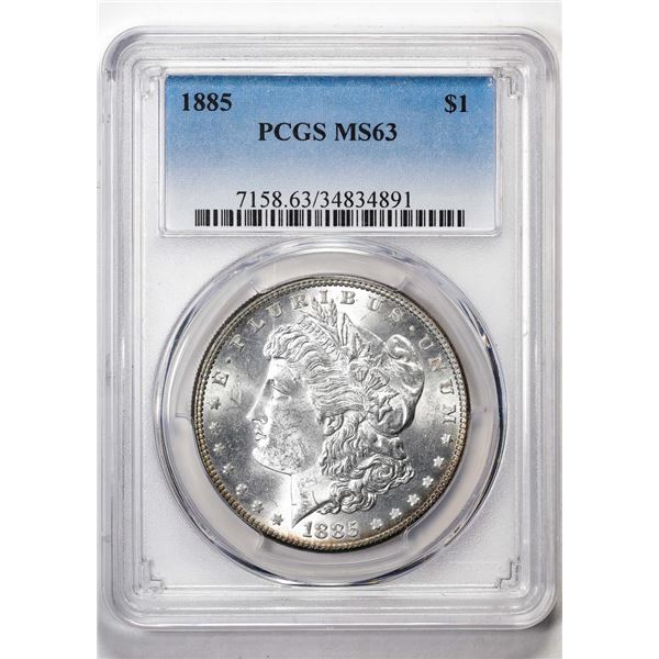 1885 $1 Morgan Silver Dollar Coin PCGS MS63