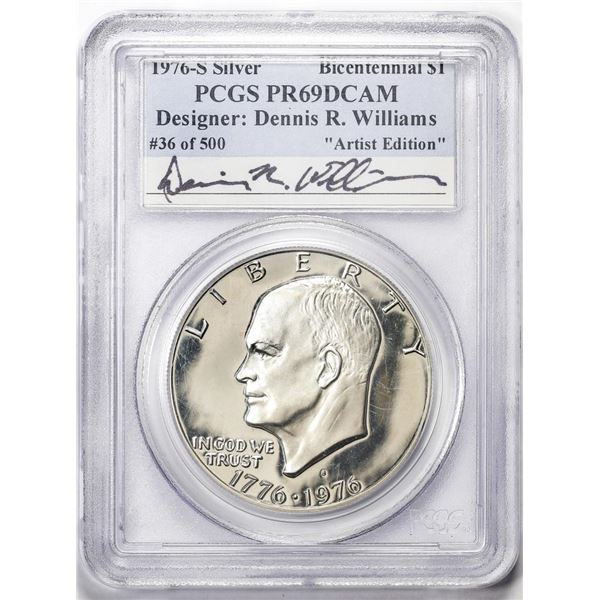 1976-S $1 Proof Eisenhower Silver Dollar Coin PCGS PR69DCAM Dennis Williams Signature