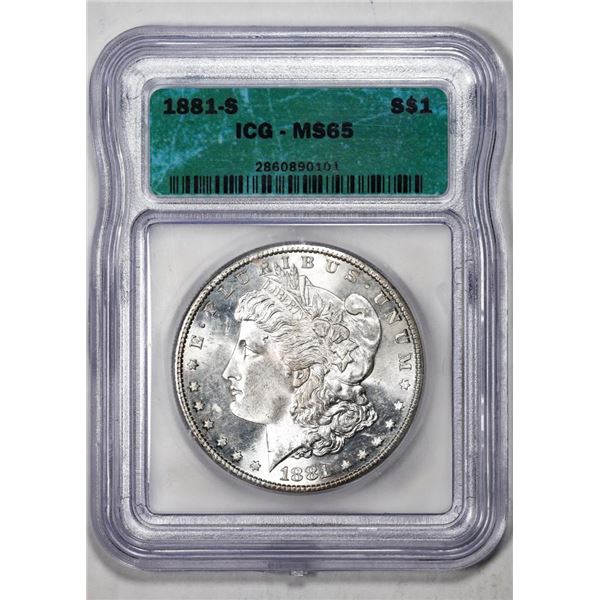 1881-S $1 Morgan Silver Dollar Coin ICG MS65