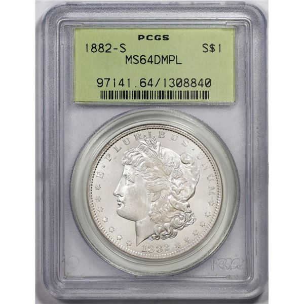 1882-S $1 Morgan Silver Dollar Coin PCGS MS64DMPL Old Green Holder