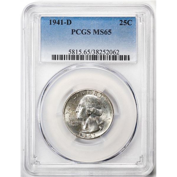 1941-D Washington Quarter Coin PCGS MS65