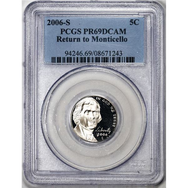 2006-S Proof Monticello Nickel Coin PCGS PR69DCAM
