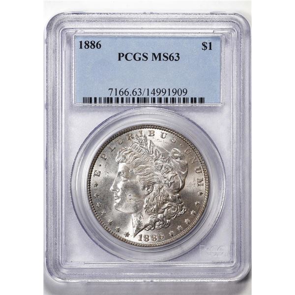 1886 $1 Morgan Silver Dollar Coin PCGS MS63