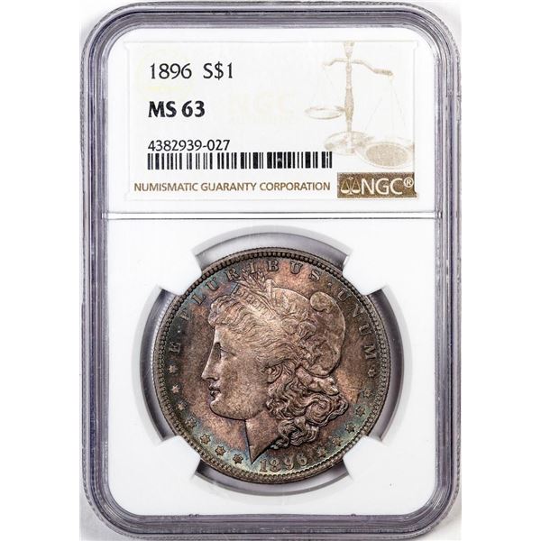 1896 $1 Morgan Silver Dollar Coin NGC MS63 Great Toning