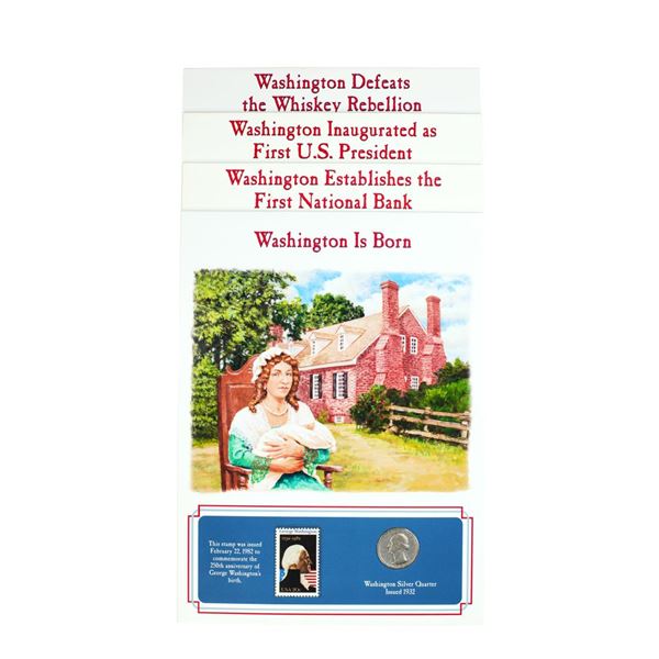 Lot of (4) Washington Quarter & Stamp Sets