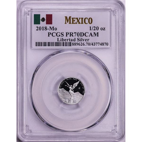 2018-Mo Mexico Proof 1/20 oz Silver Libertad Coin PCGS PR70DCAM