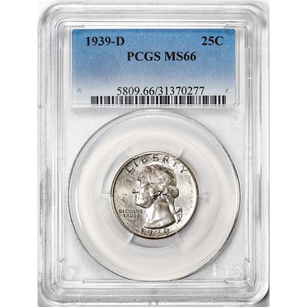 1939-D Washington Quarter Coin PCGS MS66
