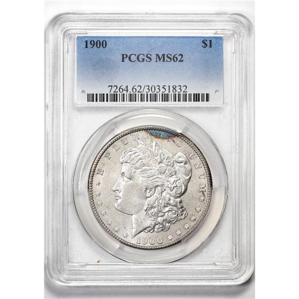 1900 $1 Morgan Silver Dollar Coin PCGS MS62 Nice Toning