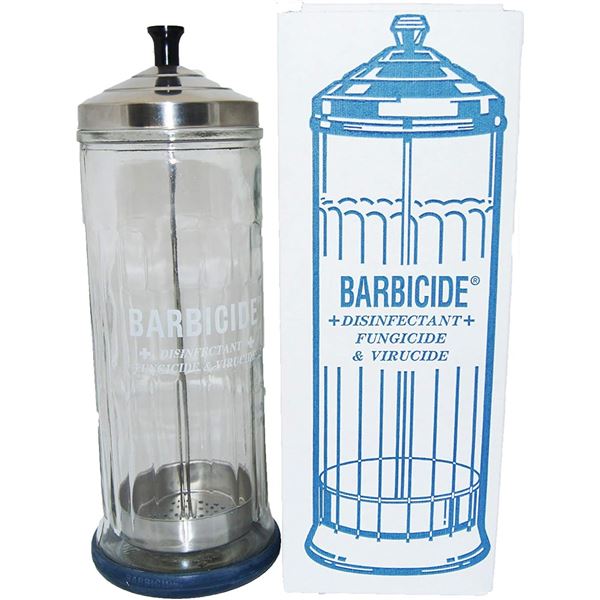 NEW BARBICIDE DISINFECTING GLASS SOAKING JAR