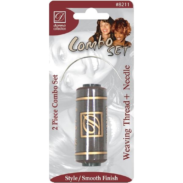 NEW DONNA WEAVING THREAD AND NEEDLE SET 2PC BROWN