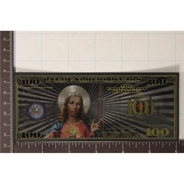 GOLD FOIL 2020 JESUS CHRIST ON US $100 BILL CU