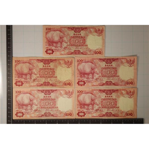 5-1977 INDONESIA 100 RUPIAH COLORIZED BILLS