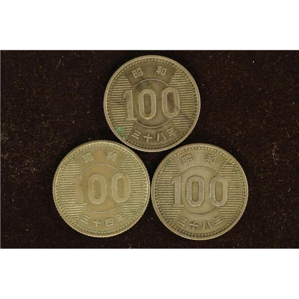 3-1963 JAPAN SILVER 100 YEN .2278 OZ. ASW TOTAL