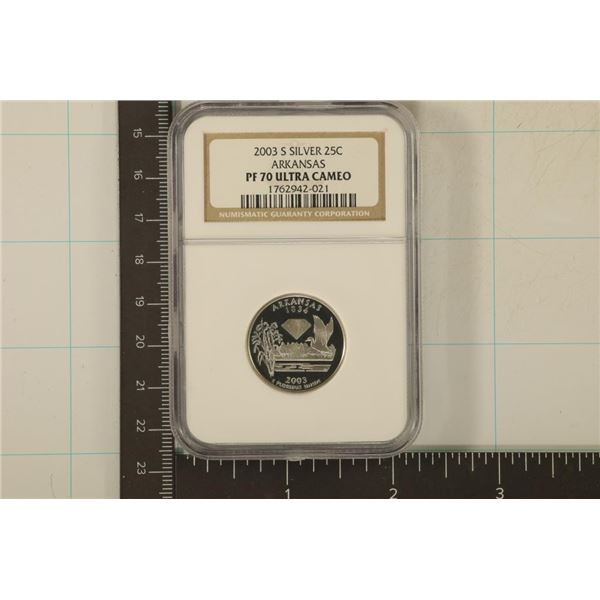 2003-S SILVER ARKANSAS QUARTER NGC PF70