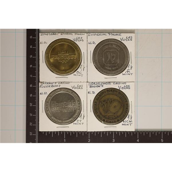 4-$1 METAL CASINO GAMING TOKENS: SUNCOAST GAMING,