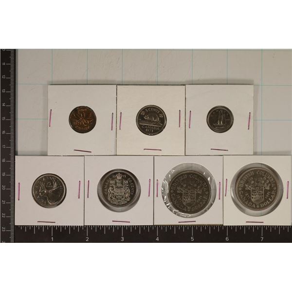 1871-1971 CANADA 7 COIN DOUBLE DOLLAR SPECIMEN