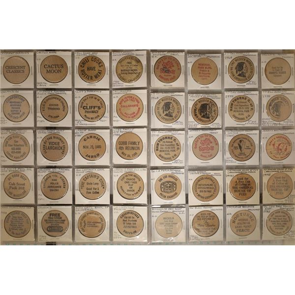 40 ASSORTED WOODEN NICKELS: MEMORIAL PARK
