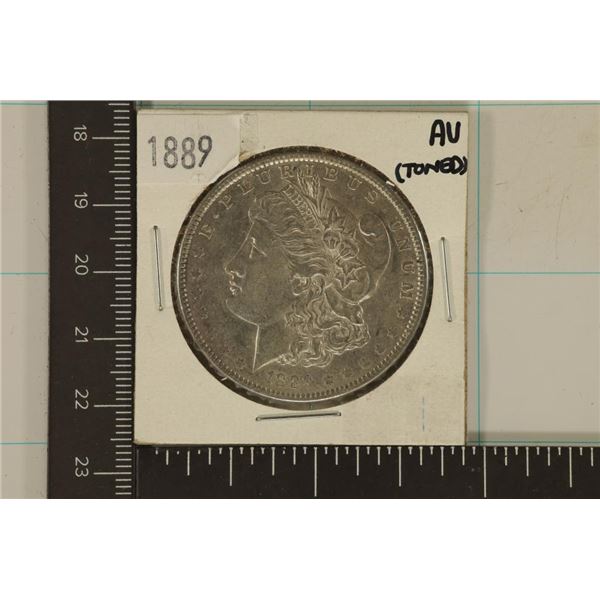 1889 MORGAN SILVER DOLLAR AU WITH TONING