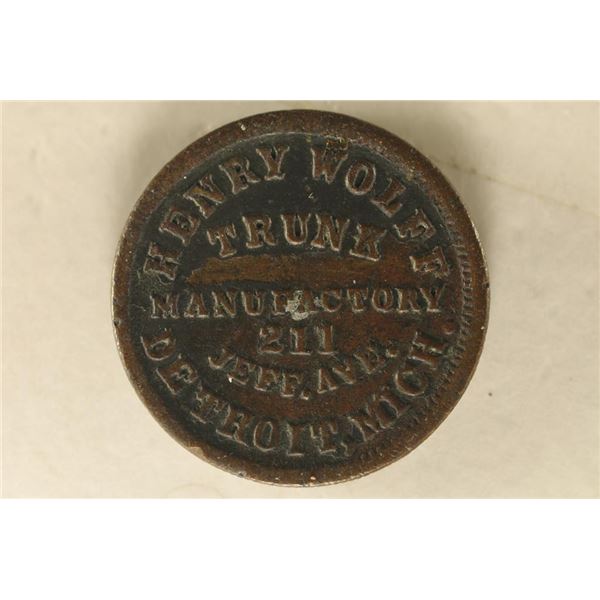 1863 CIVIL WAR TOKEN HENRY WOLFF TRUNK MANUFAC.