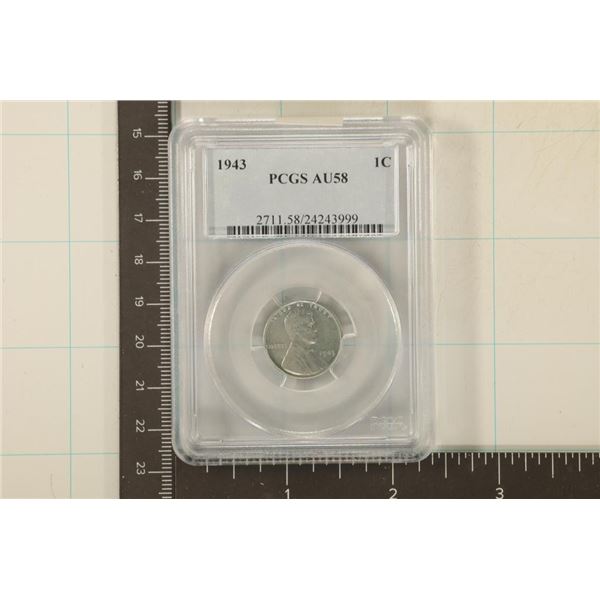 1943 LINCOLN STEEL WAR CENT PCGS AU58