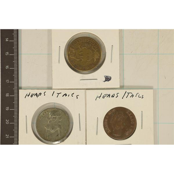 3 ADULT THEMED METAL FLIPPER TOKENS