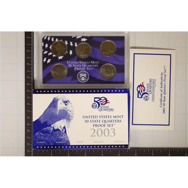 2003 US 50 STATE QUARTERS PROOF SET WITH BOX &