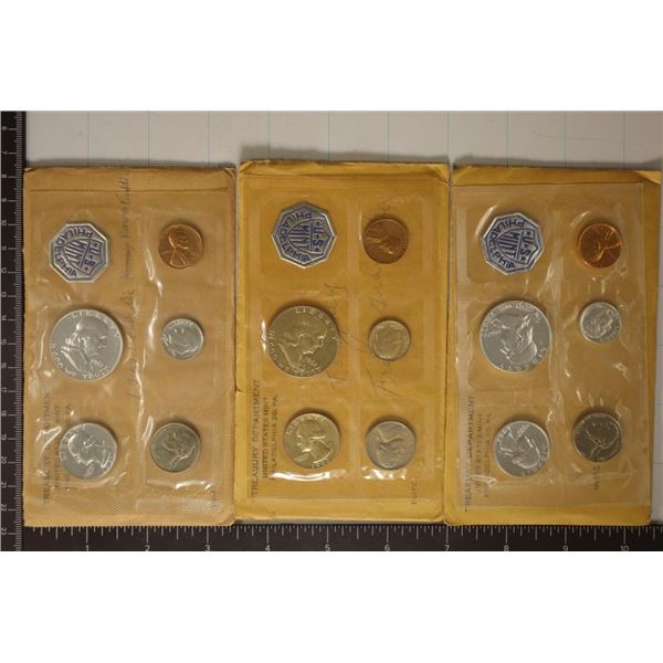 1961 & 2-1962 US SILVER PROOF SETS WITH ENVELOPES