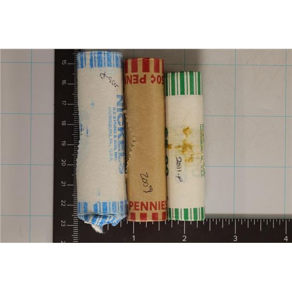 3 SOLID DATE ROLLS OF US BRILLIANT UNC COINS: 2007