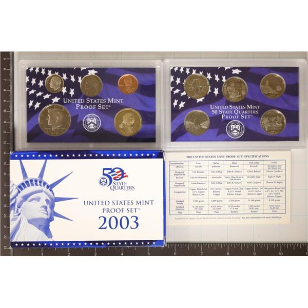 2003 US PROOF SET (WITH BOX) & WITH CERTIFICATE