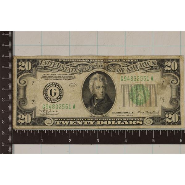 1934-A US $20 GREEN SEAL BILL