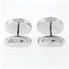 Image 2 : NEW Men's Round 14K White Gold Black Onyx Ribbed Circle Disc Swivel Cuff Links