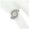 Image 8 : Vintage 14k White Gold 0.80 ctw Round Diamond Solitaire Spray Swirl Cocktail Rin