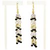 Image 3 : Vintage 18k Gold 4 Strand Amethyst Black Onyx Rondelle Bead Drop Dangle Earrings