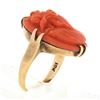Image 8 : Antique 10k Yellow Gold Detailed Oval Carved Orange Coral Cameo Solitaire Ring