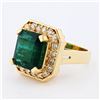 Image 2 : 8.45 ctw Emerald and 1.15 ctw Diamond 18K Yellow Gold Ring