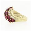 Image 6 : Vintage 14k Yellow Gold 3.32 ctw Marquise Blood Red Ruby Round Diamond Band Ring