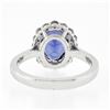 Image 6 : 14k White Gold 2.60 ctw Violet Blue Oval Tanzanite w/ Round Diamond Halo Ring