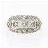 Image 4 : Antique Art Deco 14k Two Tone Gold 0.35 ctw Old Single Cut Pave Diamond Band Rin