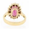 Image 7 : 14k Gold 4.30 ctw Oval Pink Tourmaline w/ Brilliant Diamond Halo Engagement Ring