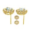 Image 5 : 14k Yellow Gold 2.1 ctw Round Aquamarine Diamond Halo Cluster Flower Stud Earrin