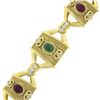 Image 7 : Vintage 18K Gold Cabochon Multi Gemstone Diamond Dual Finish Wide Link Necklace