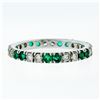 Image 5 : 14K White Gold 1.40 ctw Round Shared Prong Diamond & Emerald Eternity Band Ring