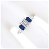 Image 3 : New Platinum 1.71 ctw GIA Emerald Cut Diamond & Sapphire 3 Stone Engagement Ring